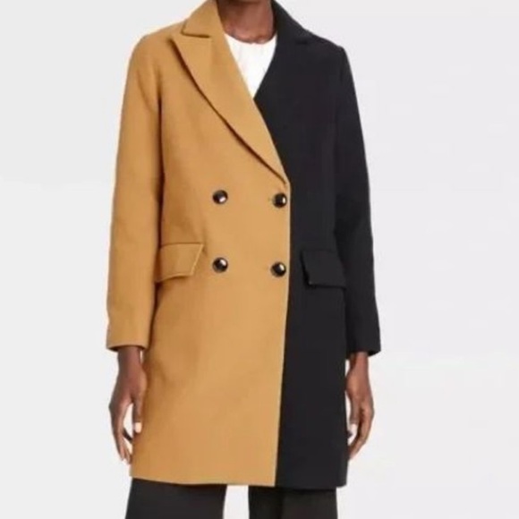 NWT WHO WHAT WEAR Bicolor 2 tone NWT
Double Breasted Black/Tan Coat - Picture 2 of 9